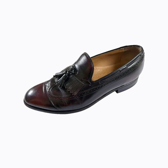 Vintage Johnston & Murphy Aristocraft Leather Loafer 11 Oxblood Tassel Wingtip - Picture 1 of 9